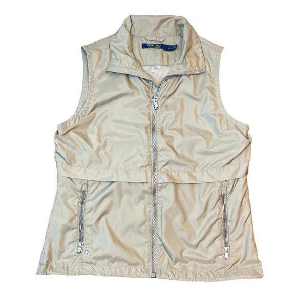 Ralph Lauren Polo Golf Khaki Women's Full Zip Sleeveless Lightweight Vest Size M - Picture 2 of 16